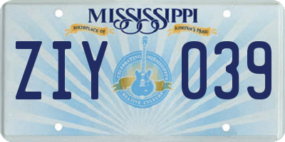 MS license plate ZIY039