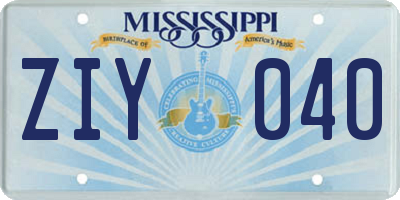 MS license plate ZIY040