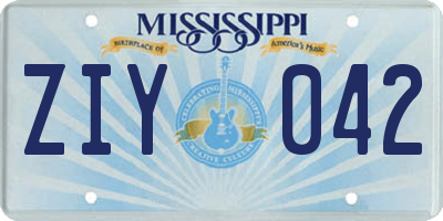 MS license plate ZIY042