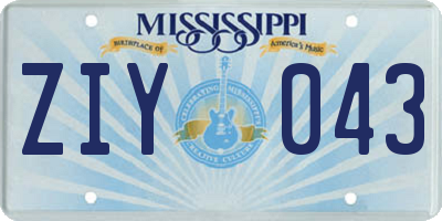 MS license plate ZIY043