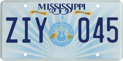 MS license plate ZIY045