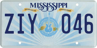 MS license plate ZIY046