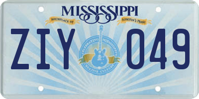 MS license plate ZIY049