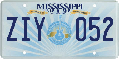MS license plate ZIY052