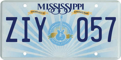 MS license plate ZIY057