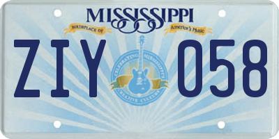 MS license plate ZIY058