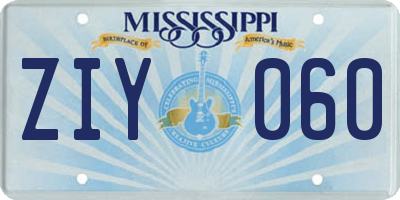 MS license plate ZIY060