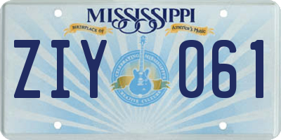 MS license plate ZIY061