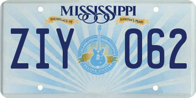 MS license plate ZIY062