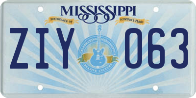 MS license plate ZIY063