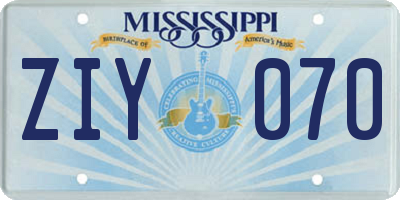 MS license plate ZIY070