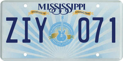 MS license plate ZIY071