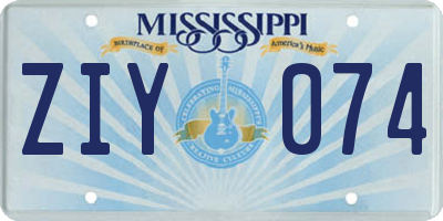 MS license plate ZIY074