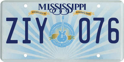 MS license plate ZIY076