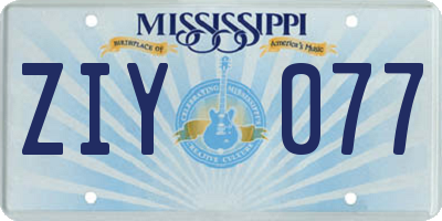 MS license plate ZIY077