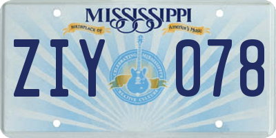 MS license plate ZIY078