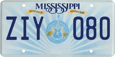MS license plate ZIY080