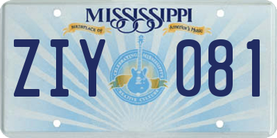 MS license plate ZIY081