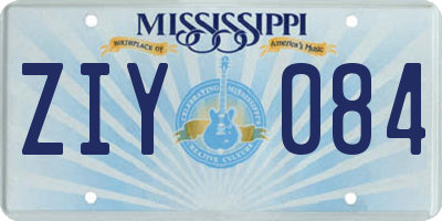 MS license plate ZIY084
