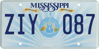 MS license plate ZIY087