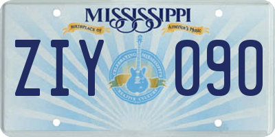 MS license plate ZIY090