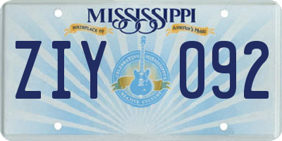 MS license plate ZIY092