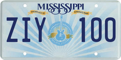 MS license plate ZIY100