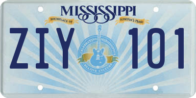 MS license plate ZIY101