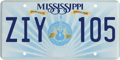 MS license plate ZIY105