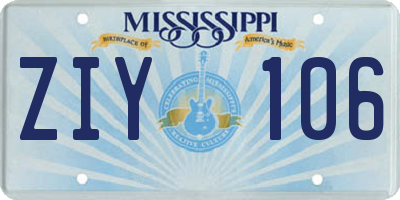 MS license plate ZIY106