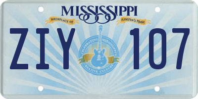 MS license plate ZIY107