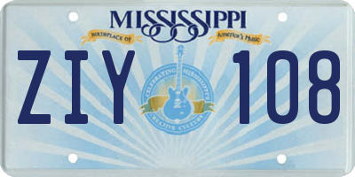 MS license plate ZIY108