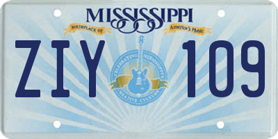 MS license plate ZIY109