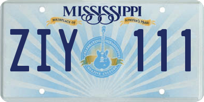 MS license plate ZIY111