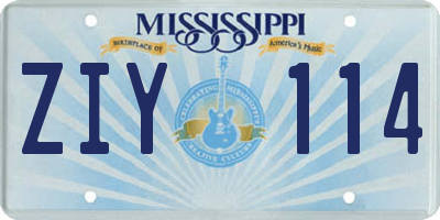 MS license plate ZIY114