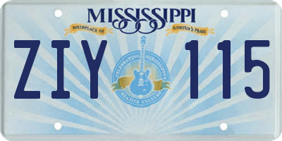 MS license plate ZIY115