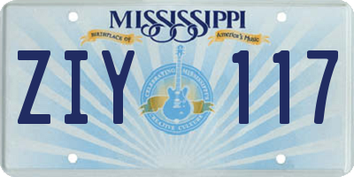 MS license plate ZIY117