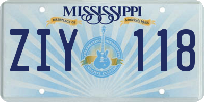 MS license plate ZIY118