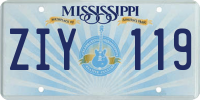 MS license plate ZIY119