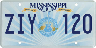 MS license plate ZIY120