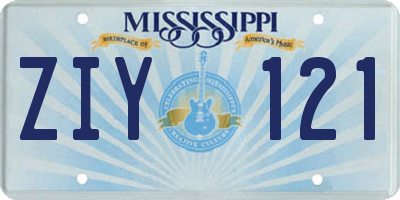 MS license plate ZIY121