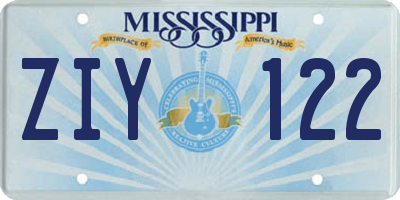 MS license plate ZIY122