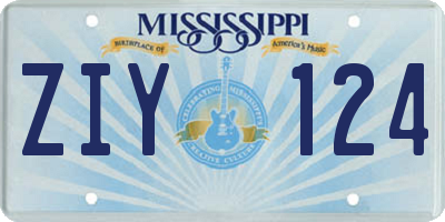 MS license plate ZIY124