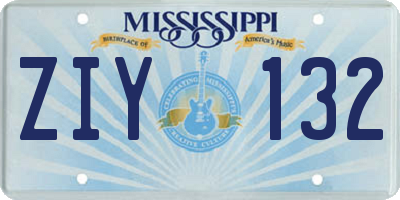 MS license plate ZIY132
