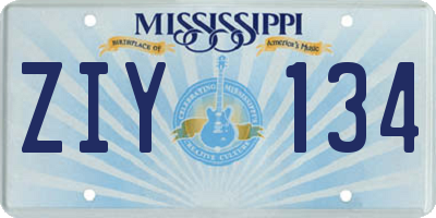 MS license plate ZIY134