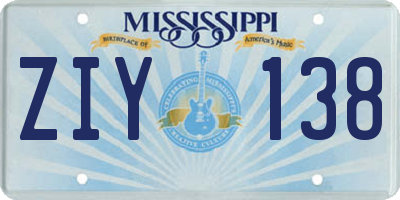 MS license plate ZIY138