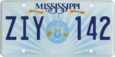 MS license plate ZIY142