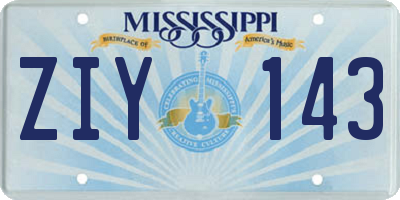 MS license plate ZIY143