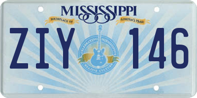MS license plate ZIY146