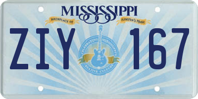 MS license plate ZIY167